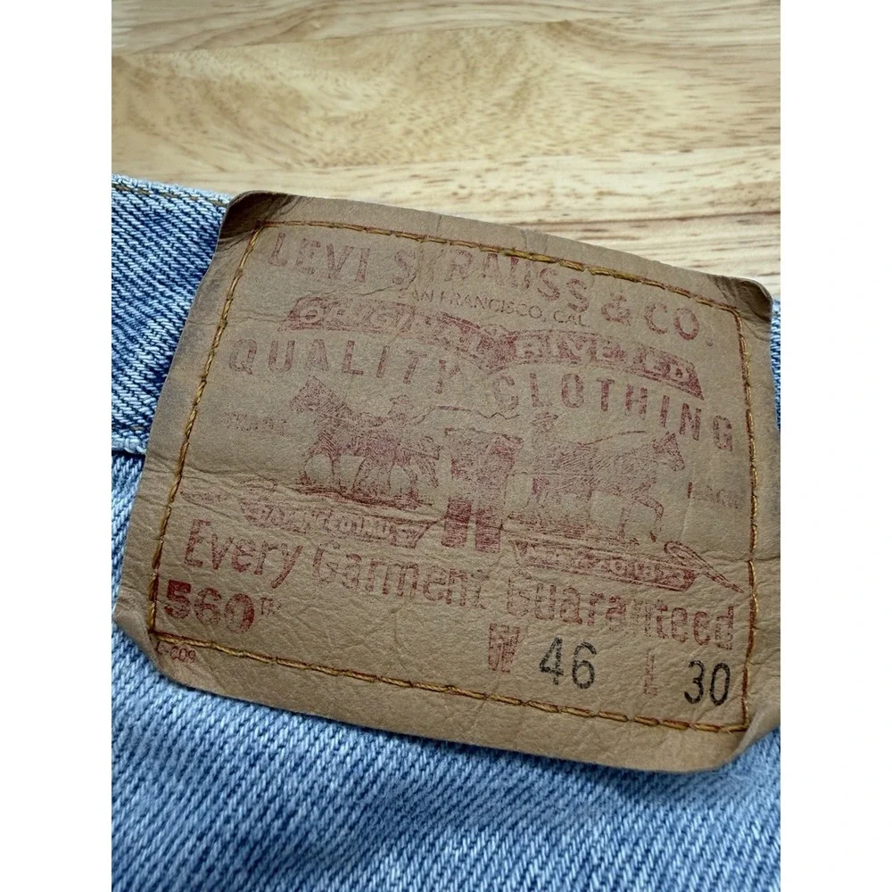 Levis 560 Loose Fit Tapered Leg Vintage‎ Denim Faded Jeans 46X30 Y2K Distressed